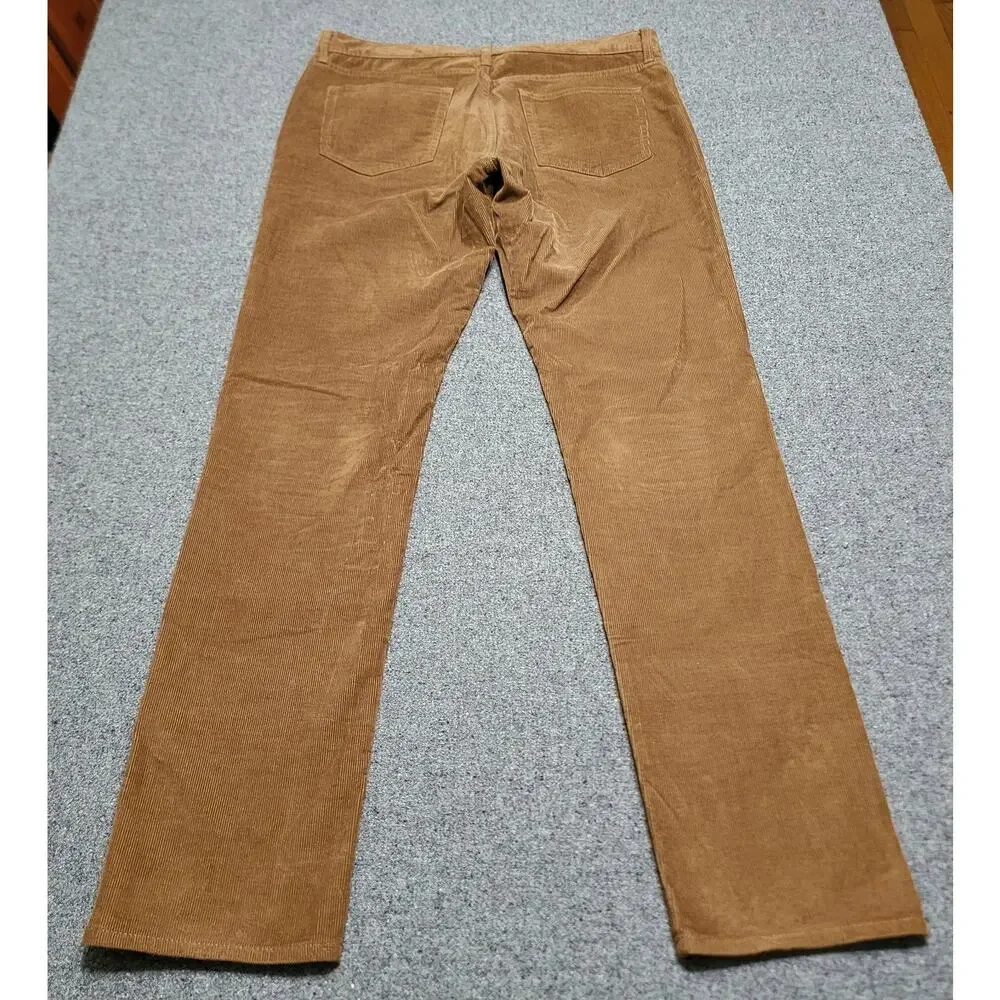 J Crew Pants Mens 34x34 Golden Brown Flex Slim Corduroy Jeans Stretch Preppy